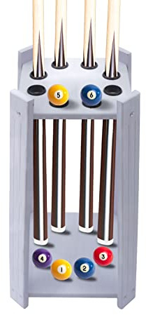 Bdneygtyr Billard Queue Halter, Freistehender Billard Zubehör 8 Löcher, Retro Stil, billiard köe Halter Ideales Zubehör für Billiard Liebhaber, Platzsparende, Weiß