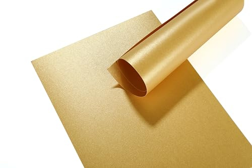 Donindis 50 Blatt DIN A4 Perglanz-Papier Gold-Metallic, Bastelpapier mit Perlmutt-Schimmer, 250 g/m²