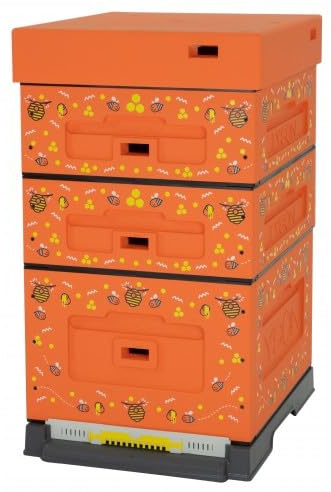LYSON Bienenbeute Styropor Dadantbeute Dadant Blatt Beute OPTIMA Bienenstock-Set (ORANGE mit Aufdruck BIENE) für die Selbstmontage (Passende Rahmen:47×43,5x30cm;47×43,5x15,9cm)