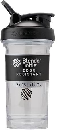 BlenderBottle Shaker Bottle Pro Series Perfect for Protein Shakes and Pre Workout, 680.4 g, Black/Clear