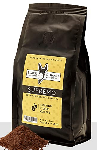 Black Donkey Coffee Roasters - Finest Colombian Arabica Ground Coffee (500g Filter Roast)