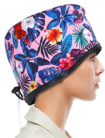 SPTHTHHPY Bonnet Chauffant pour Soins Capillaires, Bonnet Chauffant Cheveux Micro Onde, Bonnet Soin Cheveux pour Tous Types et Textures de Cheveux Rose