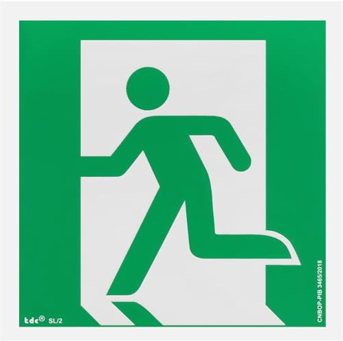 notlok Safety Work Notausgangsschild nachleuchtend 15x15 cm, PVC klebend | DIN EN ISO 7010, DIN 67510, Schaumstoffklebeband, Fluchtwegschilder Nachleuchtend, Notausgang Schild Beleuchtet