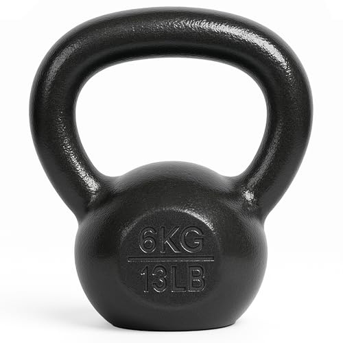 unycos - Kettlebell 6 kg in Ghisa con Rivestimento Resistente, Peso con Impugnatura Ergonomica Antiscivolo, Compatto e Facile da Trasportare per Palestra, Fitness, Bodybuilding, Muscoli (Nero)