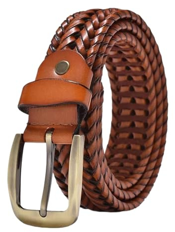 ZacLAy Cinture Intrecciate in vera Pelle da Uomo Cintura Vintage Intrecciata in Tessuto per Uomo Fibbia ad Ardiglione Dorata Casual per Cinturino Jeans