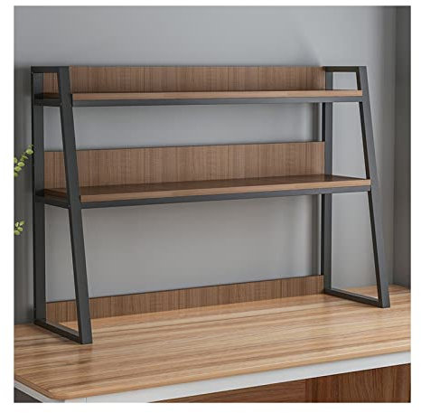 Büroschrank 2-stufiges braunes Desktop-Bücherregal aus Holz, Bücherregal, PC-Schreibtisch, Bücherregal, Aufbewahrung, Organizer, Regale, Regal for Bürobedarf, Organizer, Heimdekoration Modernes Büromö