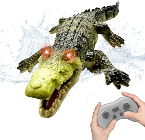 Moskiddo Remote Control Boat Crocodile Water Toy for Kids 3-5, 5-7, 10-12, RC Alligator for Boys 4-6, 6-8, Top Summer Swimming Pool/Lake Toys for Kids Ages 8-12 (Water Operation ONLY - Green)