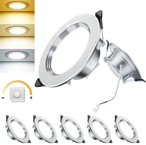 ACELIFE LED Einbaustrahler 230V Dimmbar, 7W Spot Einbauleuchten Deckenspots,Warmweiß 3000K Neutralweiß 4500K Kaltweiß 6000K Ultra Flach Deckenleuchte für Badezimmer Wohnzimmer, 6er Set