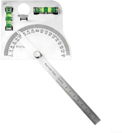 Stainless Steel Multi Function Protractor Tool and Woodworking Angle Gauge, Precision Measuring Instrument with 0-180° Range, Industrial Angle Finder and Workshop Layout Tool for(Solid Type)