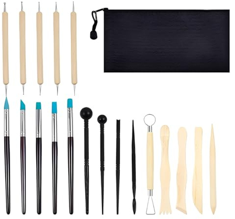 YAZWUR Set di 20 Strumenti per Modellare – Attrezzi per Ceramica e Tornio, Strumenti per Argilla Polimerica, Ideale per Principianti, Artisti e Artigiani