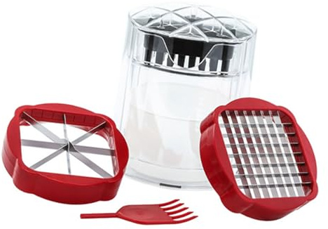 Jopwkuin Coppa Tagliaverdure Lame Sicure e Veloci per la Preparazione dei Pasti, Design Ergonomico, Verde 1 Tazza Tagliafrutta (4 parti)