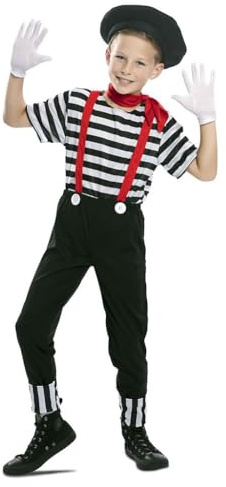 EUROCARNAVALES Costume da mimo per bambino - Nero - 10-12 anni (139-155 cm)