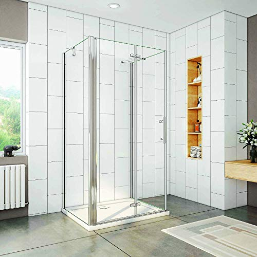 Aica Sanitär U-FORM Duschkabine 80x80x80cm U-Kabine Duschabtrennung Dusche Duschtür 6mm Nano Glas Drehfalttür H195cm