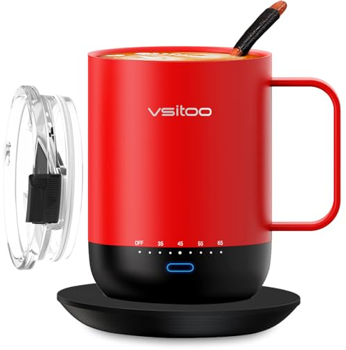 vsitoo S3pro Temperature Control Smart Mug 2 with Lid, Self Heating Coffee Mug 14 oz, 90 Min Battery Life - APP & Manual Controlled Heated Coffee Mug - Improved Design - Gifts for Coffee Lovers