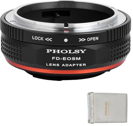 PHOLSY Objektivadapter mit Blendenhebel FD auf EF-M Kompatibel mit Canon FD FL Objektivs auf Canon EF-M (EOS M) Mount Kameragehäuse EOS M, M2, M3, M5, M6, M10, M50, M100, M200, M50 II, M6 II, FD-EOSM