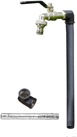 LXRHLIKG Fontana da Giardino Esterno Indipendente, Rubinetto Antigelo in Acciaio Inossidabile 304 per Irrigazione e Innaffiamento(Black,40cm/16in)