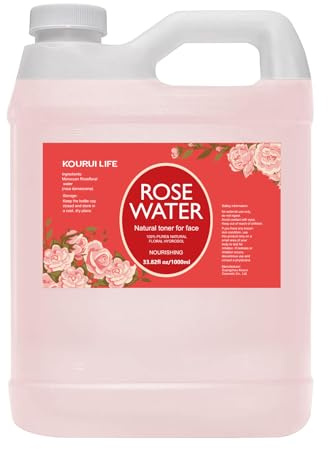 KOURUILIFE Rosenwasser 1000 ml,Rosenhydrolat,Rosenextrakt, Essbares Gesichtswasser Rose, 100% Rein und Naturrein Vegan, Rose Water, für Gesicht, Augenpartie, Körper, Haare