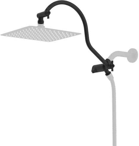 Hibbent Ganzmetall 12 Zoll Messing Verstellbarer Duschkopf Verlängerungsarm mit Duscharm Umstellventil, G 1/2 3-Wege Badezimmer Universal Duschsystem Ersatzteil, Duscharm Extender, Mattschwarz