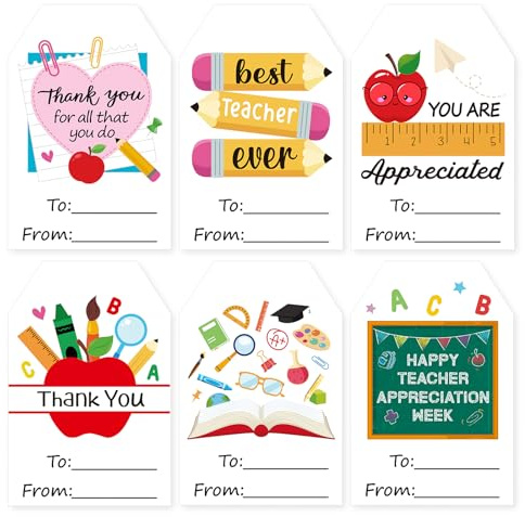 COCHIE Teacher Appreciation Stickers, 36Pcs Thank You Teacher Labels Stickers, Self-Adhesive Teachers Day Name Tags for Envelope Seals Gifts Cards Wrap Presents Boxes Decorations (Classic)