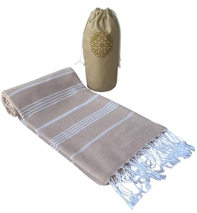 Marry Makes Favors Travel Towel, Outdoor Hammam, Beach towel, Bath Towel, Sports, Sauna Kilt, Thin, Lightweight, Quick-Drying, Anthracite (Better Than A Microfibre Towel), 95 x 160 cm (Cream)