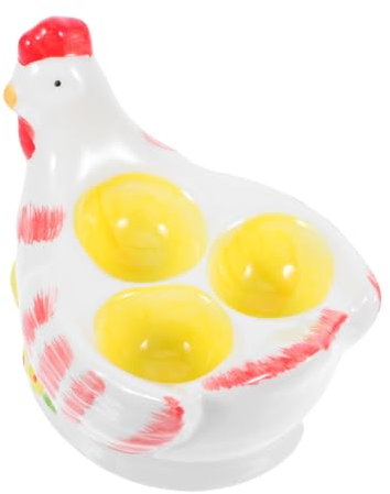 Zerodeko Porta Huevos De Cerámica Con Diseño De Pollo Huevera Para Huevos Cocidos Taza Divertida Para Desayuno Cocina y Hogar Soporte De Cerámica Plato Para Exhibir