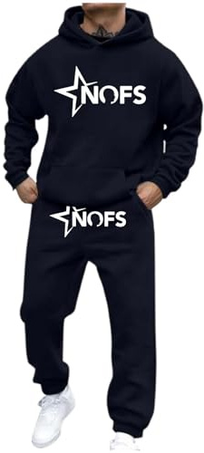 NOFS - Pantaloni da jogging e tute da allenamento con stampa di lettere, felpe e pantaloni da jogging larghi Y2K per uomo, abbigliamento da strada hip hop, maglione casual, top + pantaloni sportivi (2