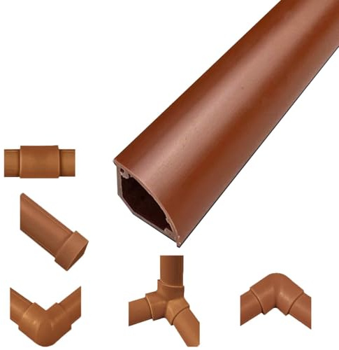 GBPLDMAQ Canalina Calpestabile in PVC, Pedane Passacavo Angolare, Ponte per Cavi Autoadesivo, Canalina Passacavi Calpestabile Flessibile, per Casa e Ufficio(Brown,1.2cm/0.5in)