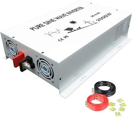 Convertisseur Onduleur Sinusoïdal Pur 2 KW 24V 220V pour Panneaux Solaires Éolien Transformateur Batterie Convertisseur 12V/36V/48V CC vers 120V/240V CA(12V,220V)