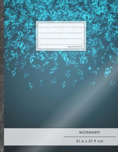 Notenheft: DIN A4 • 48 Seiten, 24 Blatt, 12 Systeme, „Notenhimmel“ • Original #GoodMemos Schulheft • Mit Inhaltsverzeichnis und Seitenzahlen, Noten-Lineatur 14