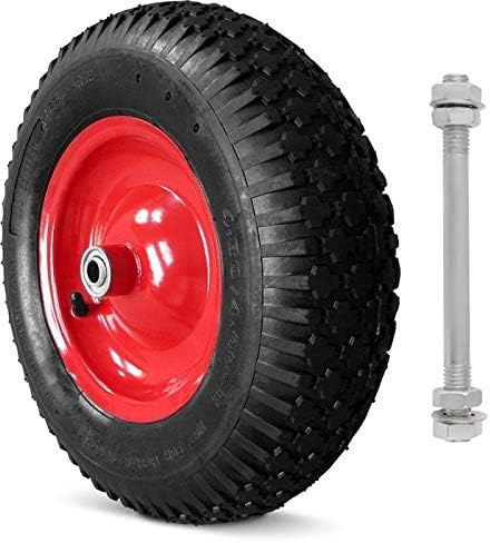 rg-vertrieb Schubkarrenrad Rad Räder Ersatzrad Luftrad Felge rot 4.80/4.00-8 2PR mit Achse