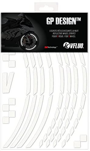 VFLUO - Kit Reflektierende Felgenrandaufkleber GP Motorrad, Aufkleber für 1 Rad 3M™-Technologie™, 360°-Kreis - Hohe Sichtbarkeit von der Seite – Diskret und Design – Einfache Installation