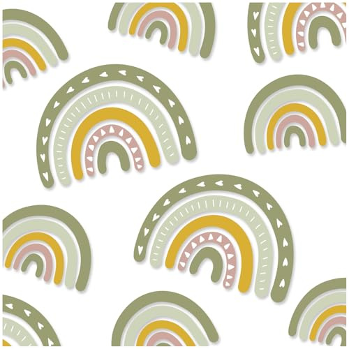 Yabaduu Y004 Regenbogen Wandtattoo Wandsticker Aufkleber für Kinderzimmer Babyzimmer (03 Grün/Orange)