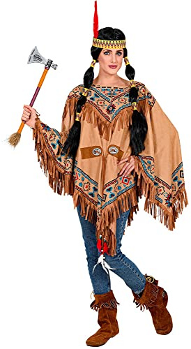 W WIDMANN MILANO Party Fashion - Indianer Kostüm Damen | Poncho im Wildwest-Look für Karneval, Theater und Western Mottoparty