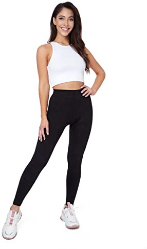 SOFTSAIL Leggings kvinnor svarta bambuleggings för damer fleecefodrade för vinter mjuk hög midja med magkontroll varma icke-genomskinliga stretchiga byxor byxor, Svart, S/L