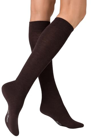 KUNERT WOOL CARE KSD, Calcetines hasta la rodilla de punto para mujer Mujer, Brown-mel.,