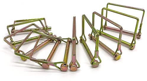 10 Pieces Wire Lock Pin, 1/4 Inch Trailer Coupling Pin Hitch Pin, Heavy Duty Safety Coupler Pin Shaft Locking Pin for Garden Lawn Farm Trailer Trucks (Square, Gold)