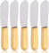 LacusMare Mini Butter Knife Set of 6 – 4 Handle Wooden Handle Butter Knives for Kids, Small Hands, Spreading Butter, Jam, Cream Cheese – Compact Wooden Spreaders for Toast & Sandwich