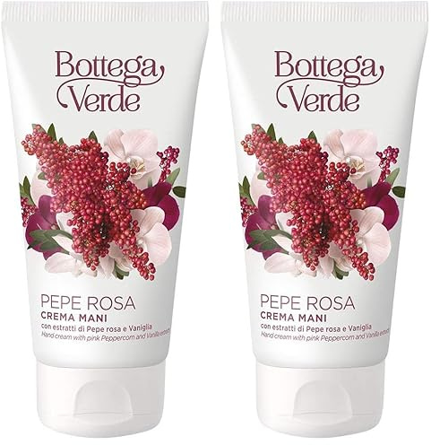 Bottega Verde, Pepe rosa - Crema mani con estratti di Pepe rosa e Vaniglia (75 ml) (Confezione da 2)