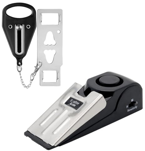 2pcs Portable Door Lock, Hotel Door Lock Travel Safety, Door Alarm, Door Stop Alarm, Hotel Door Lock for Home and Travel Security for Home Hotel Travel Security Personal Protection(Black)