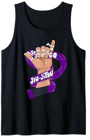 Let's Go BJJ, Jiu Jitsu, Shaka sign, purple belt Tank Top