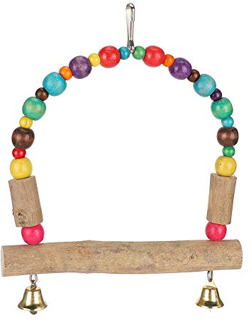 Swing d'oiseau suspendu, bois animal de compagnie et perroquet moyen avec crochet jouet jouet en bois à mâcher offre mordante Perche à mâcher pour Macaw Coc L Parakeet Africain Gris