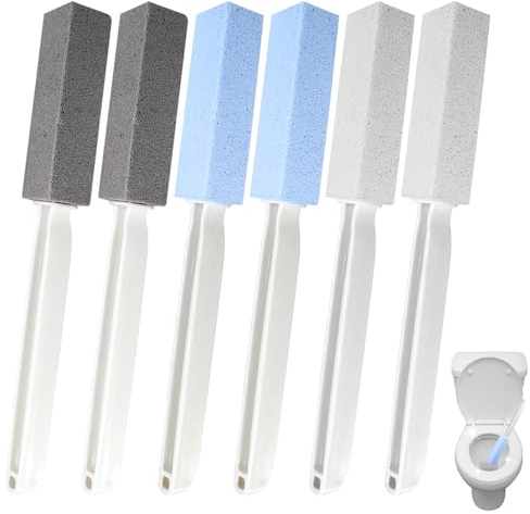 Pumice Stone 6 Packs Long Handle Toilet Bowl Cleaner Eco Friendly Toilet Stain Remover Scouring Sticks for Kitchen Bath Pool Grills Cleaning
