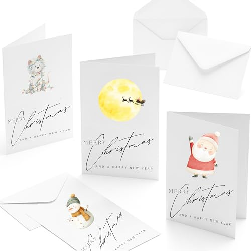 Set di 30 biglietti di Natale adorabili, illustrazioni natalizie per familiari e amici, con buste