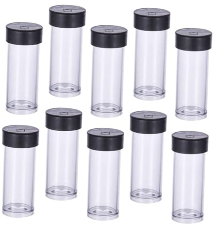 Boîte de Rangement pour Petites Billes Noire en Plastique, 40 Pièces | Boite de Rangement Billes, Flacons pour Petites Billes, Bouteilles Cylindriques avec Couvercle