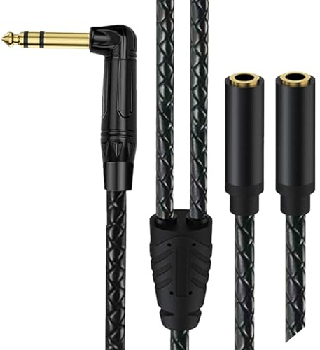 Tmboryuu Stereo Splitter Y Cable 1 / 4inch / 1 / 8inch to Double 6.35mm / 3.5mm Female Headphone Loudspeaker Adapter