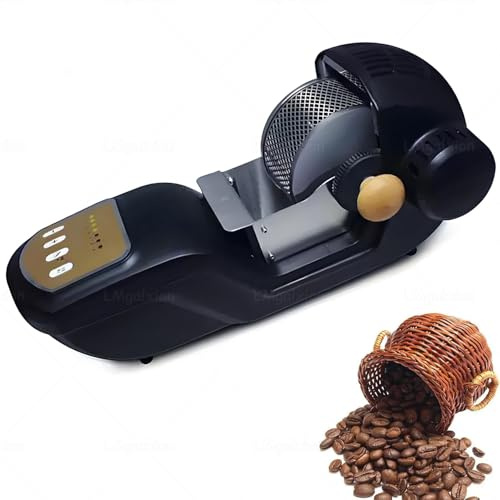 Piccola Tostatrice,Macchina per Tostare I Chicchi Di Caffè Elettrica 1600w per Uso Domestico,Capacità 300g Automatica Ad Aria Calda Con Cestello Inox Rimovibile,Design Compatto Facile Da Pulire