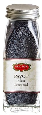 ERIC BUR Pavot Bleu - Graines de pavot en pot verre de 58 g - Idéal pâtisserie et fromages frais - Format pratique et réutilisable - Lot de 3