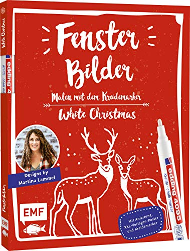 Fensterbilder malen mit dem Kreidemarker – White Christmas: Mit Anleitung, 6 XXL-Vorlagen-Postern und original edding 4090 Kreidemarker (weiß)