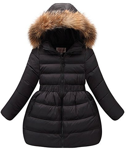 LSERVER-Piumino Bambina Invernale Giacca Bambina Piumino lungo Cappotto per Bambini Elastic