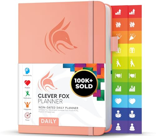 Clever Fox Dagsplanerare - Bästa dagordning och dagskalender för att öka din produktivitet, tillfredsställelse och mål - Personlig dagsorganisatör - A5, Datumslös - Päronrosa (Engelska)